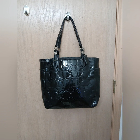 Coach Handbags - Coach Black Patent Leather Shoulder, Laptop Bag.